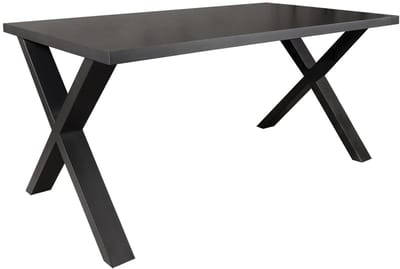 Eettafel melamine Reef zwart 200cm met X-poot langwerpige tafel