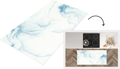 Keukenloper - Loper keuken - Marmer - Wit - Lijn - 120x60 cm - Keukenloper vinyl