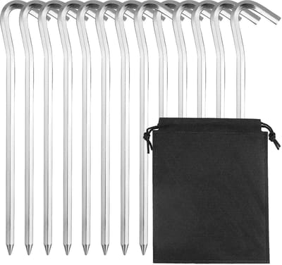 Dailygoods- Tentharingen 12 stuks - 18 cm aluminiumlegering - metalen tentstiften - tentaccessoires - tuinspijkers - schokbestendig en roestvrij. - Tentstokken