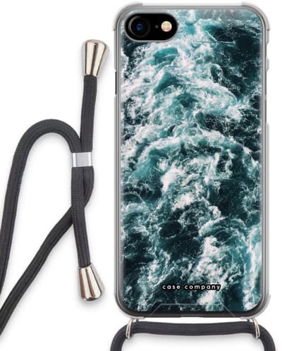 Case Company® - Hoesje met koord geschikt voor iPhone SE 2020 hoesje met Koord - Zee golf - Telefoonhoesje met Zwart Koord - Bescherming aan alle Kanten en Over de Schermrand