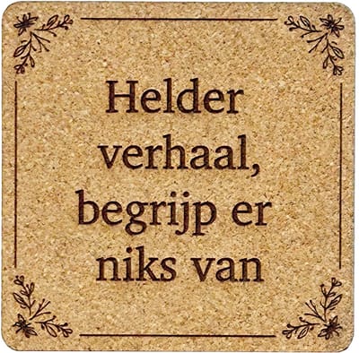 Kurken Onderzetter Helder Verhaal - Glazen Onderzetters - Gegraveerd - Tilburgs
