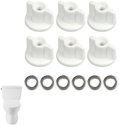 6 stuks - Toiletbrilaccessoires - Bevestigingsmoeren voor toiletbril - M6-schroefdraad bevestigingsmoeren voor toiletbril - Moeren met roestvrijstalen ringen - Vervangings- en reparatieonderdelen voor scharnieren van toiletbrillen met bovenmontage