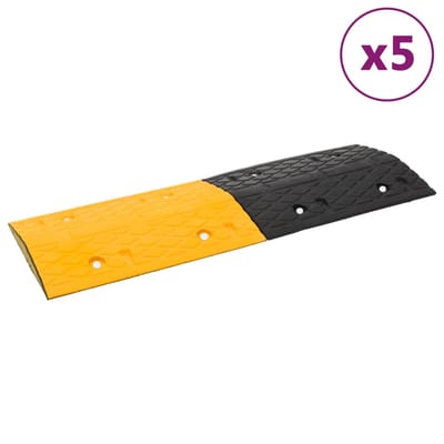 vidaXL - Verkeersdrempels - 5 - st - 97x32,5x4 - cm - rubber - geel - en - zwart