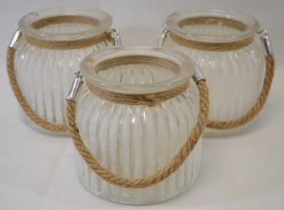 ZoeZo Design - 3 stuks - waxinelichtjeshouder - wit frosted - 10 x Ø 10,5 cm - met sneeuw