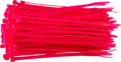 Kortpack - Kabelbinders/Tyraps - 200mm lang x 4.8mm breed - Neon Roze - 100 stuks - Treksterkte: 22,2KG - Bundeldiameter: 50mm - Bundelbandjes - Lichten op onder Blacklight - (099.2084)