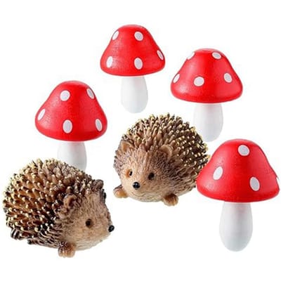 Décorations miniatures de remplacement pour fées de jardin, hérissons en résine et champignons en bois, pour bonsaï red