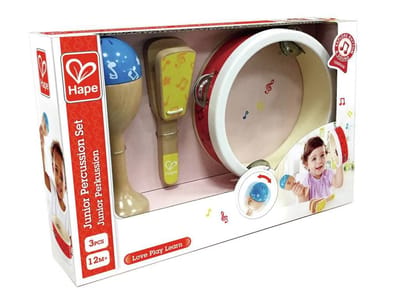 Hape Junior Percussieset - Kindermuziekinstrumenten Set voor Baby's en Peuters vanaf 12 Maanden
