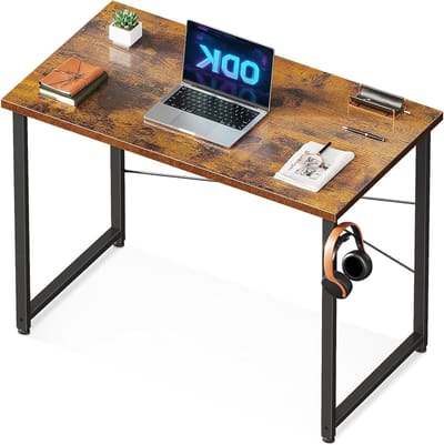 Klein bureau - Computertafel werkplek - Thuiskantoor inrichten - Krasbestendig waterdicht - 80x40 cm - Bruin