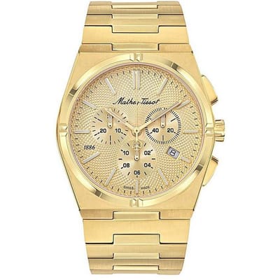 Mathey-Tissot Zeus Chrono Goudkleurig Roestvrij Staal Goudkleurige Wijzerplaat Kwarts H118CHPDI Herenhorloge goud