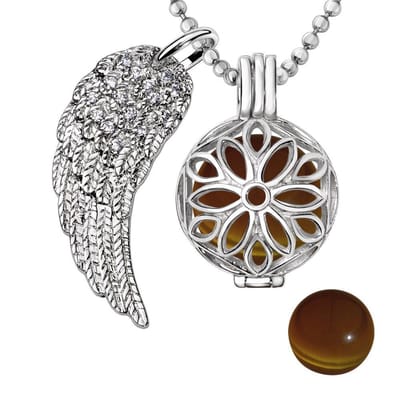 Engelenroeper 18mm Bolhouder met Ketting 90cm en Bolletje - Dames - Zilverkleurig Bloem - EBS18102