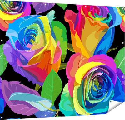 Gards Tuinposter Kleurrijke Rozen - Bloemen - Abstract - 150x120 cm - Tuindoek - Tuindecoratie - Wanddecoratie buiten - Tuinschilderij