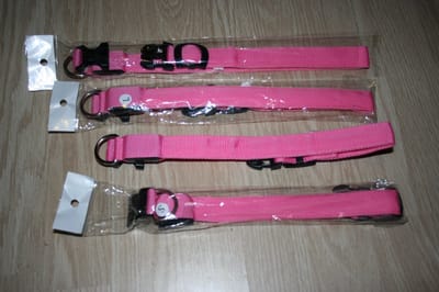 Nylon halsband met led - roze - XL (40-62cm)