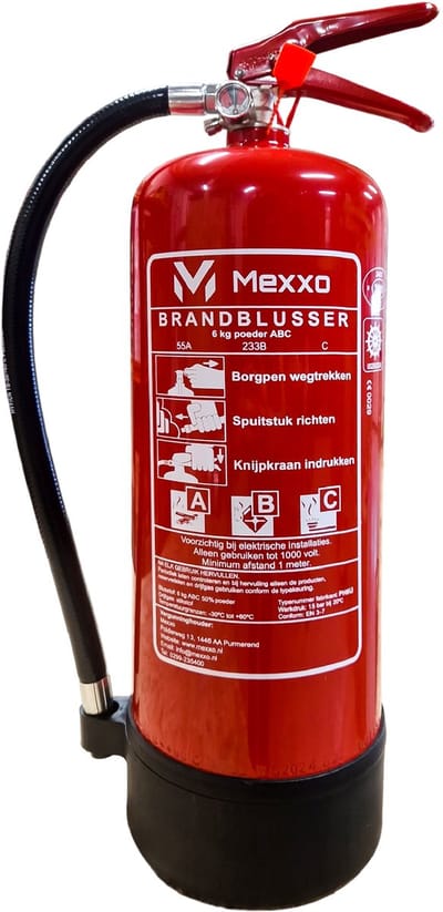 Brandblusser 6 kg ABC – Met wandbeugel & keuringssticker - Mexxo poederblusser – Geschikt voor thuis en bedrijf