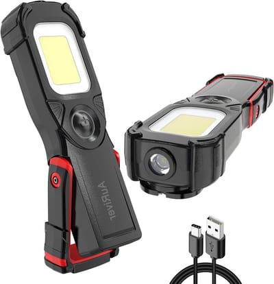 LED Werklicht met Oplaadbare Batterij, Magnetische Basis, 3 Verlichtingsstanden en 180° Rotatie voor Auto Reparatie en Kamperen