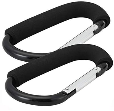 Zwarte 6.3" Buggy Clips voor Pram & Pushchair - 16cm (2 Stuks)