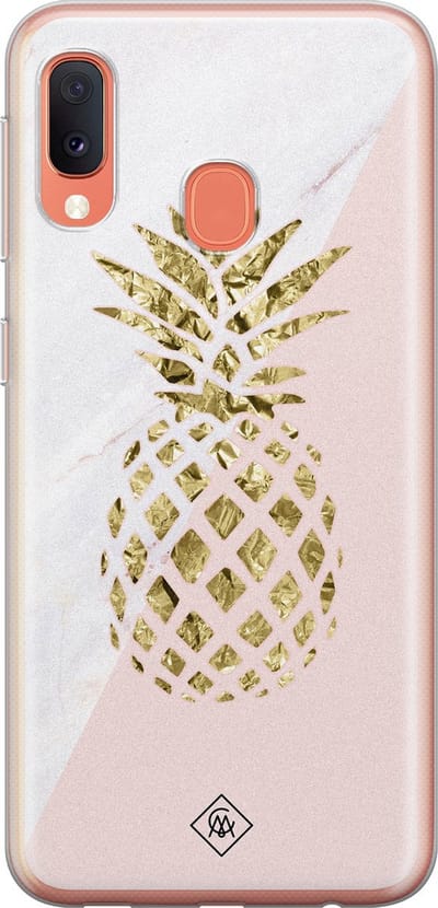 Casimoda® hoesje - Geschikt voor Samsung A20e - Ananas - Backcover - Siliconen/TPU - Blauw