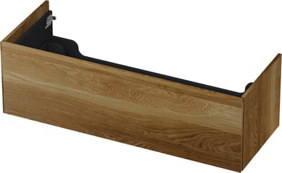 INK wastafelonderkast 1 lade greeploos push to open echt hout 120x45x38cm, massief eiken ash grey