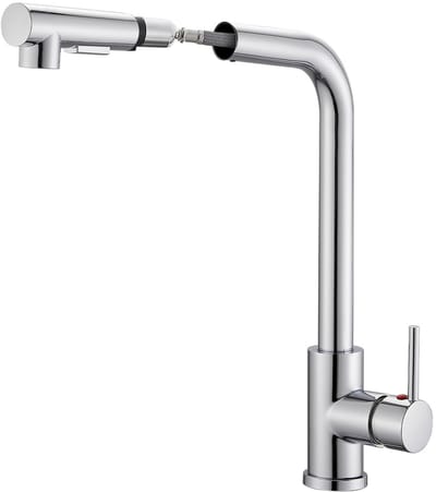Dailygoods- Keukenkraan zwart - Uittrekbare Keukenkraan - Mengkraan Keuken - 360° Draaibaar - Sproeikop met 2 Waterstraalsoorten - Roestvrij Staal