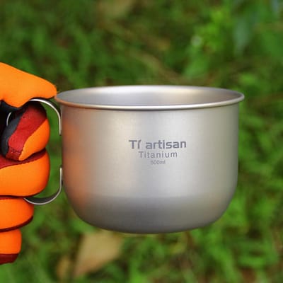 Tasse d'eau en titane de 500ml, tasse à café, Camping en plein air, randonnée, sac à dos white
