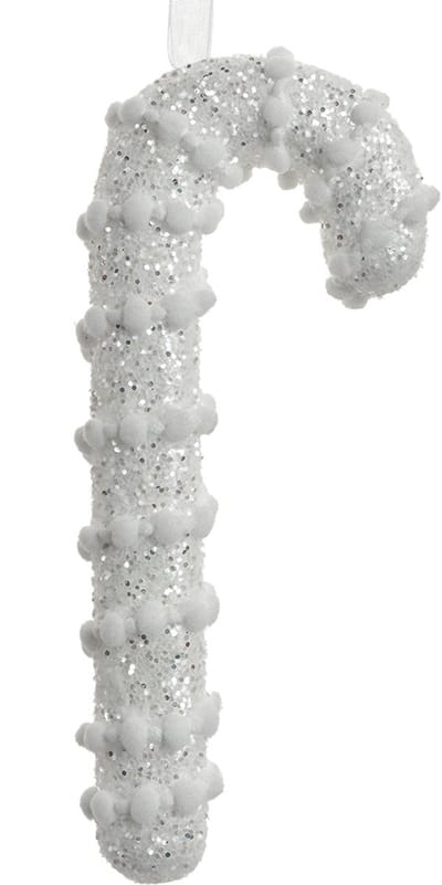 Clayre & Eef Kersthanger Zuurstok 17 cm Wit Kunststof