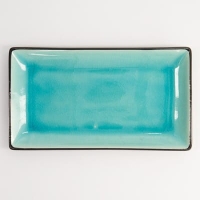 Tokyo Design Studio - Glassy Turquoise - Rechthoekig Bord - Turquoise - Porselein - 22 x 12,5 x 2,5 cm