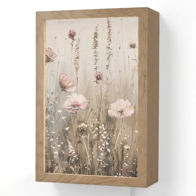 Wandlamp 20x30 cm - Oplaadbaar - Bloemen - Roze - Modern - Beige - Wandlampen binnen woonkamer - Slaapkamer lamp met kabel - Decoratieve nachtlamp - Vloerlamp snoer
