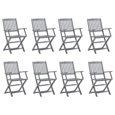 vidaXL - Opklapbare - stoelen, - 8 - stuks, - van - massief - acaciahout