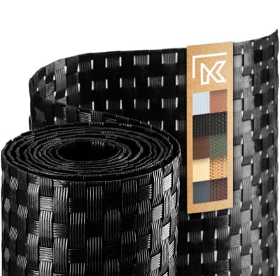KADAX Tuinband van Technorattan, 19 x 255 cm, 10 kleuren, zichtwerende rol, windbescherming voor balkon, terras, weerbestendige hekmat, tuinhek (zwart)