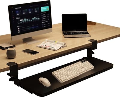 Toetsenbordlade - Bureau-uitbreiding Ladehouder - Ergonomisch Werken - Zonder Boren - 65 x 24 cm - Zwart