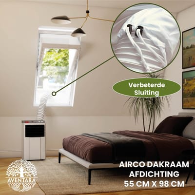 Airco Dakraam Afdichting – 55 x 98 cm – 2 Jaar Garantie - Geschikt voor Inbouw Velux: CK04 (GGL 6, 104, c04) | Fakro, Optilight: Maatcode 02 | Luxtra: C4A - Slang Afsluiten – Raamafdichtingskit Herbruikbaar – Mobiele Airco Afdichtkit Tegen Insecten