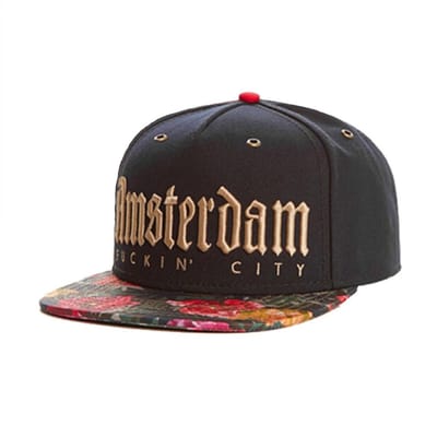 AMSTERDAM CAP Volwassen Hip Hop Mode Platte Rand Hoed Reizen School Baseballpet black