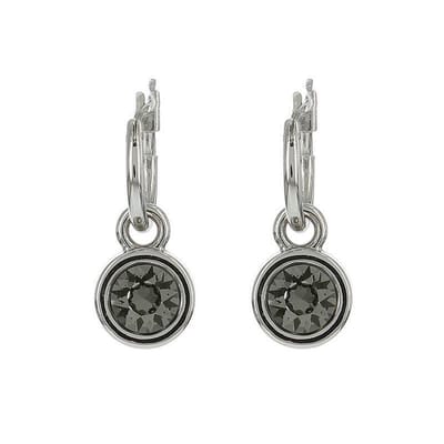 Biba Hang Oorbellen met Swarovski Steentje Silver Night