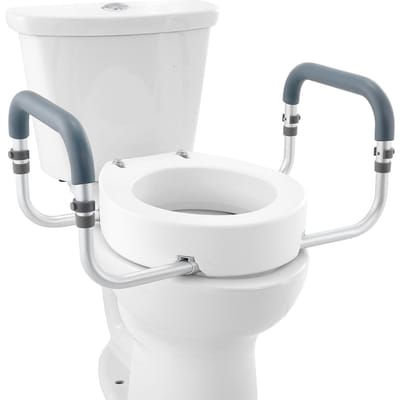 Siège de toilette surélevé, hauteur surélevée de 3,5 pouces, capacité de poids de 300 lbs, pour toilettes rondes standard, accoudoir en aluminium, avec rembourrage d'accoudoir en EVA, pour personnes âgées,
