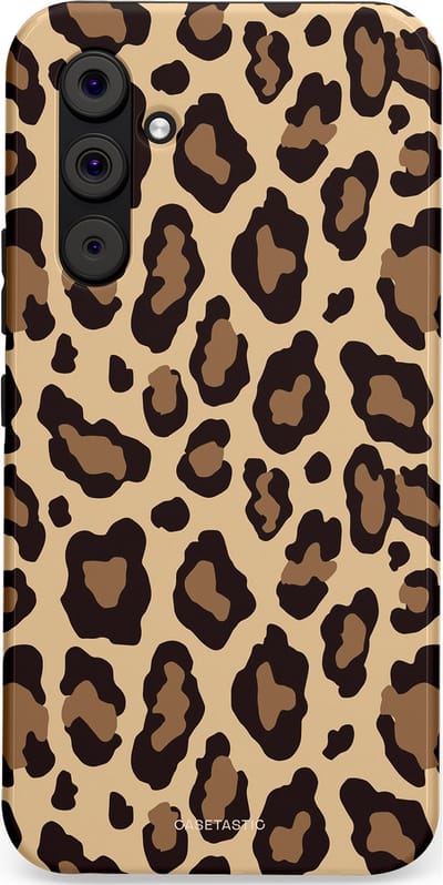 Casetastic hoesje geschikt voor Samsung Galaxy A54 (2023) 5G - Dubbellaagse bescherming - Wilde Panter - Fashion Case - Zwart Taupe Crème