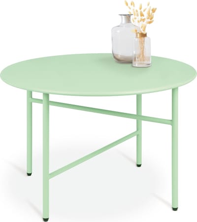 bomoe Finn Ronde Bijzettafel Metaal Munt 53 cm Tafelblad Krasbestendig Stabiel, Lichtgewicht Salontafel Binnen & Buiten