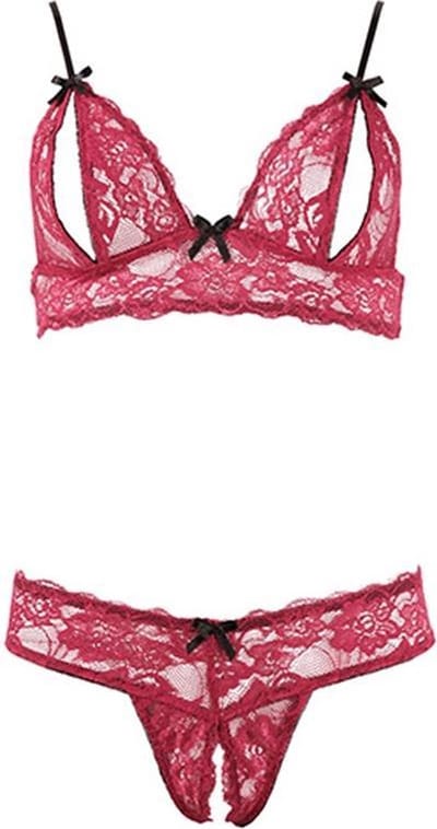Cottelli Collection - Lingerie Set met Toegankelijkheid tot Tepels en Vagina voor een Spannende Ervaring – Maat S – Rood