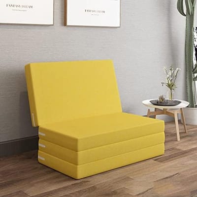 Opvouwbaar Schuimmatras - Gastenbed Vloermatras - Comfortabel Slapen - Hoge Dichtheid Schuim - 60x200x8cm - Geel