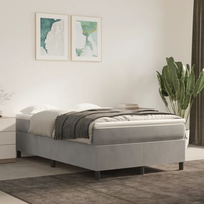 vidaXL - Boxspring - bed - 120x200 - cm - fluweel - lichtgrijs
