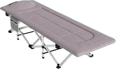 Veldbed, opvouwbaar campingbed met opbergtas, campingbed met draagtas, belastbaar, Stevig staal, grijs, 185 L x 65 B x 37 H cm