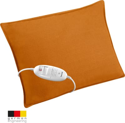 Beurer HK 48 Cosy Orange Warmtekussen – Elektrisch Warmtekussen met Oker Decoratieve Hoes – 40×30 cm – Snelle Opwarming – 3 Warmtestanden – Automatische Uitschakeling – Zachte Fleece – Machinewasbaar – 3 Jaar Garantie