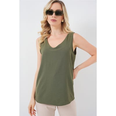 Gestructureerde V-hals Mouwloze Blouse