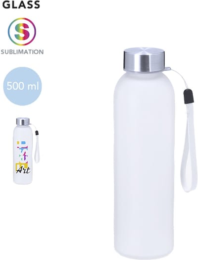 Sublimatie fles frosted glas - 500 ml - RVS dop - model Stevens
