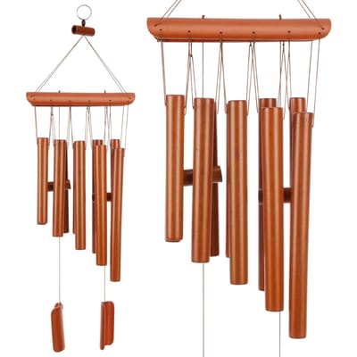 10 -Buizen Decor 10-Buizen Hout Bamboe Windgong Ring Decoratie Multi-Buizen Muziek Natuurlijk Ornament Houten Kind XXL brown