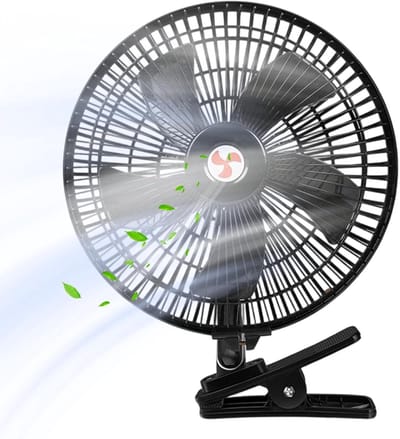 Thijox - Draagbare Auto Clip Ventilator | Oscillerende Interieur Koeling met 2 Windsnelheden voor Vrachtwagens, SUV's, Campers, Pickups en Minibusjes
