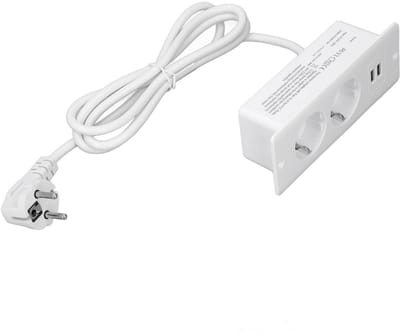 Dailygoody - Verborgen Tafelcontactdoos - Ingebouwd Stopcontact - Ruimtebesparend Design - Modern - USB A-poorten - Handig voor Thuis en Kantoor - 1,5...