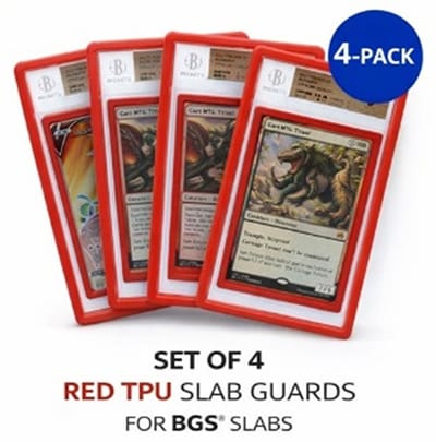 BGS Slab Guard / Slab Bumper – Bescherming voor One Piece, MTG & Yu-Gi-Oh! Graded Cards – TCG Card Protector – Set van 4 stuks – Kleur Rood