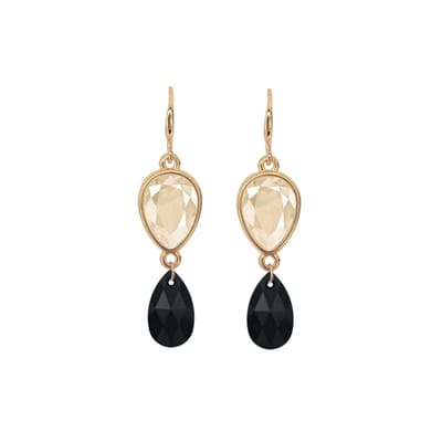 Party Ivory Black Bling - oorhangers - 18 karaats verguld