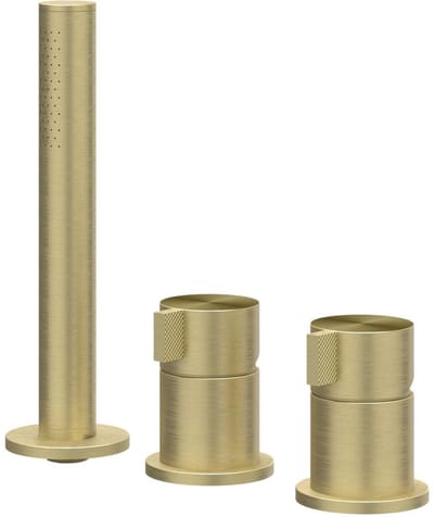 IVY Tribe Badrandcombinatie 3-Gats Mengkraan met Uittrekbare Handdouche zonder Uitloop - Geborsteld RVS 316 Mat Goud PVD