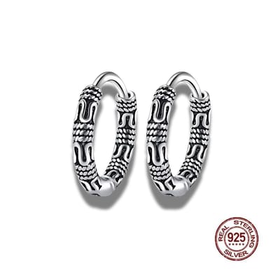 Oorbellen - 925 sterling zilver - Bali hoops - oorringen - 12 mm - klapsluiting