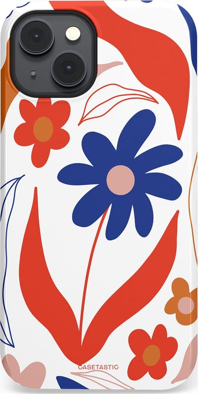 Casetastic hoesje geschikt voor Apple iPhone 14 Plus - MagSafe - Dubbellaagse bescherming - Kleuren in bloei - Fashion Case - Wit Rood Perzik Donkerblauw